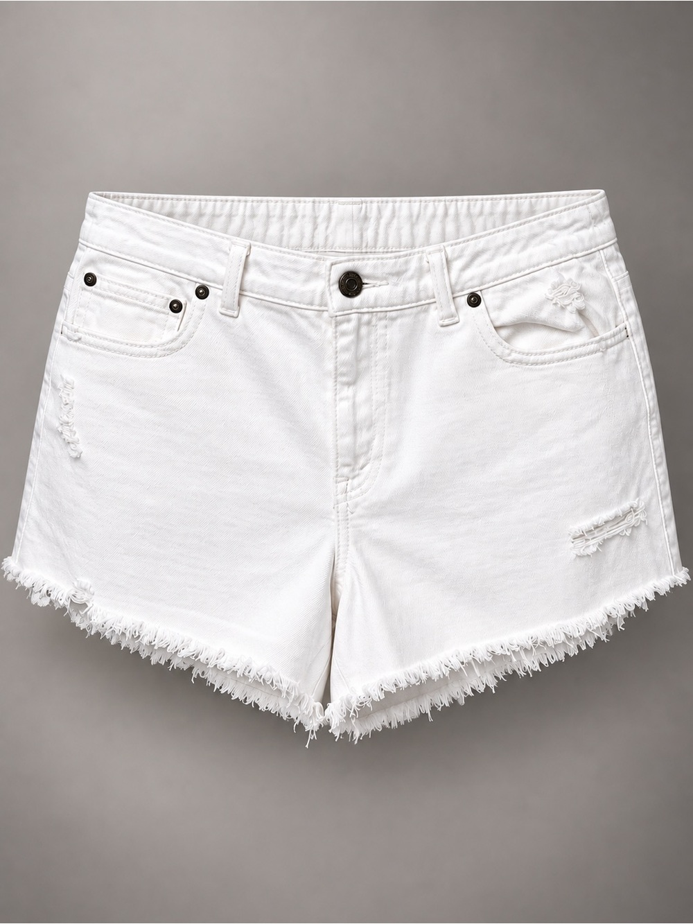 aerie Cotton Blend Frayed Hem Denim Shorts (396)